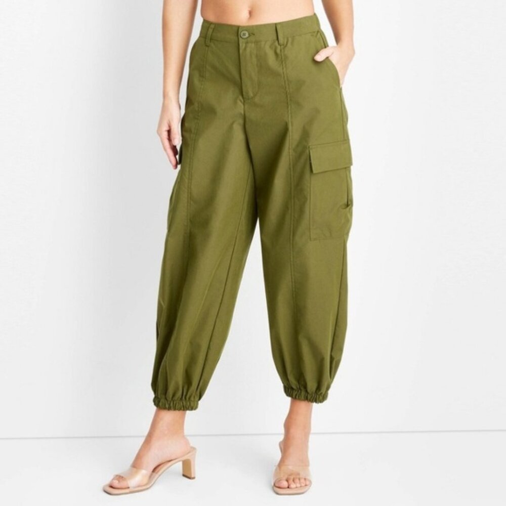 Future Collective x Gabriella Karefa-Johnson Women High-Rise Cargo Pants Green
